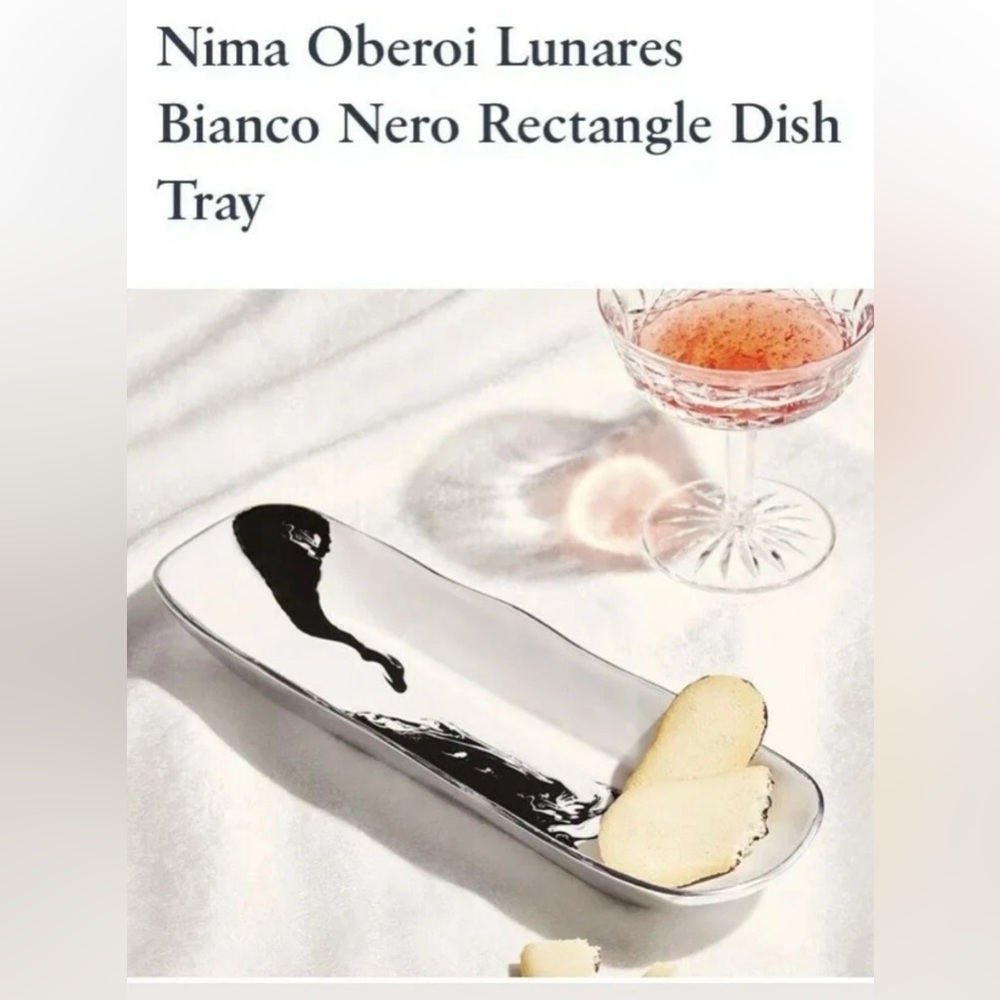 Nima Oberoi Lunares Bianco Nero Rectangle Anything Dish Tray Winter PopSugar